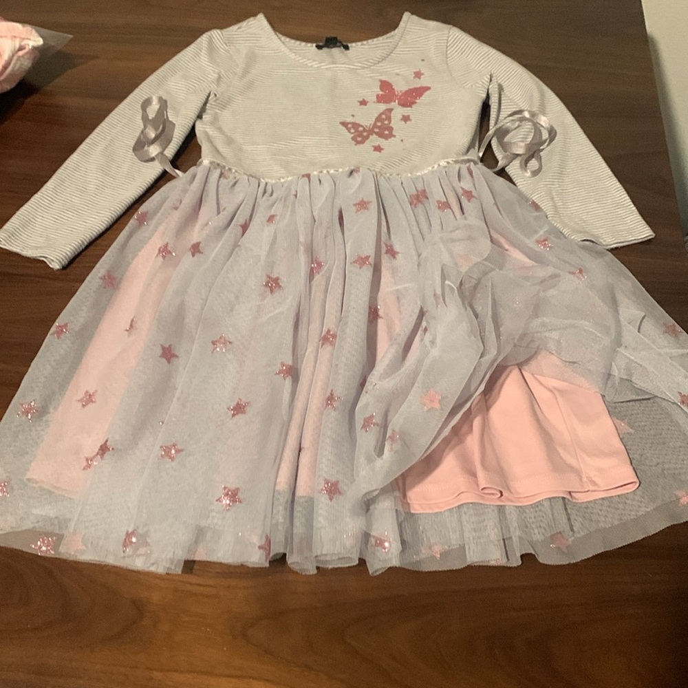 Arshiner ballet leotard pink 6X. Plus Zunnie  grey and pink dress 6X bundle.